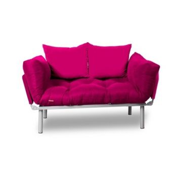 Canapea extensibila Gauge Concept, Pink, 2 locuri, 190x70 cm, fier/poliester