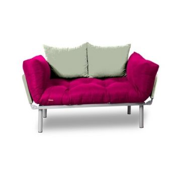 Canapea extensibila Gauge Concept, Pink Cream, 2 locuri, 190x70 cm, fier/poliester