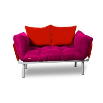 Canapea extensibila Gauge Concept, Pink Red, 2 locuri, 190x70 cm, fier/poliester