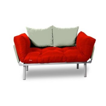 Canapea extensibila Gauge Concept, Red Cream, 2 locuri, 190x70 cm, fier/poliester