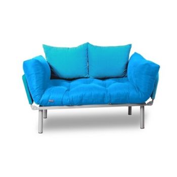 Canapea extensibila Gauge Concept, Turquoise, 2 locuri, 190x70 cm, fier/poliester