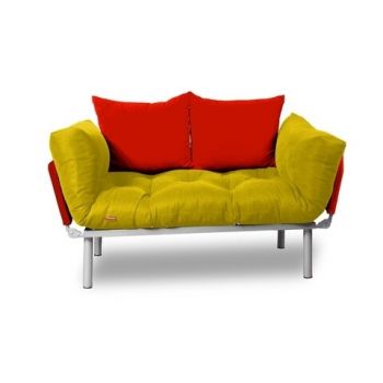Canapea extensibila Gauge Concept, Yellow Red, 2 locuri, 190x70 cm, fier/poliester