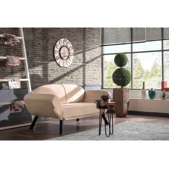 Canapea extensibila Genzo, Futon, 2 locuri, 177x81x87 cm, metal, crem ieftina