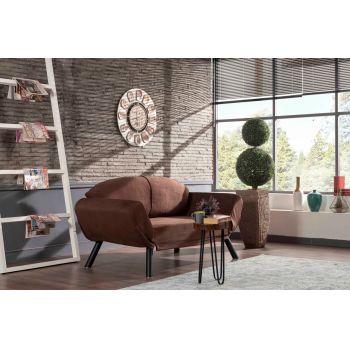 Canapea extensibila Genzo, Futon, 2 locuri, 177x81x87 cm, metal, maro ieftina