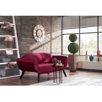 Canapea extensibila Genzo, Futon, 2 locuri, 177x81x87 cm, metal, maroon ieftina