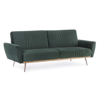 Canapea extensibila Johnny Dark Green, Bizzotto, 210 x 83 x 85 cm, catifea ieftina