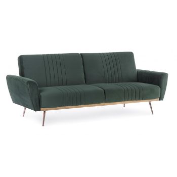 Canapea extensibila Johnny Dark Green, Bizzotto, 210 x 83 x 85 cm, catifea