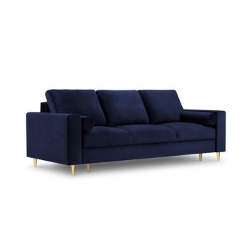 Canapea extensibila, Mimosa, Mazzini Sofas, 3 locuri, cu lada de depozitare, 220x100x92 cm, catifea, albastru regal