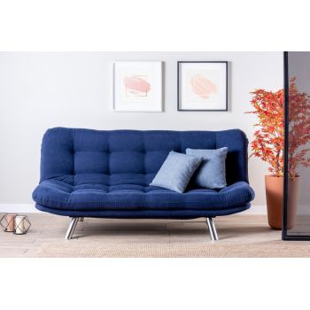 Canapea extensibila Misa Sofabed, Futon, 3 locuri, 198x128 cm, metal, bleumarin ieftina