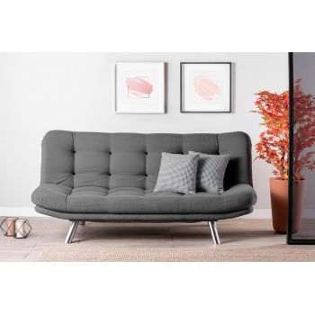 Canapea extensibila Misa Sofabed, Futon, 3 locuri, 198x128 cm, metal, gri ieftina