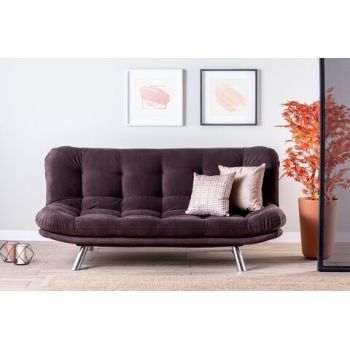 Canapea extensibila Misa Sofabed, Futon, 3 locuri, 198x128 cm, metal, maro