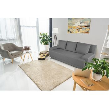 Canapea extensibila Napoli Grey, 205x90x86 cm, cu lada de depozitare ieftina