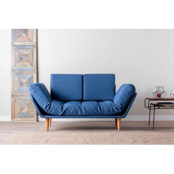 Canapea extensibila Nina Daybed, Futon, 3 locuri, 200x70 cm, metal, albastru parliament ieftina