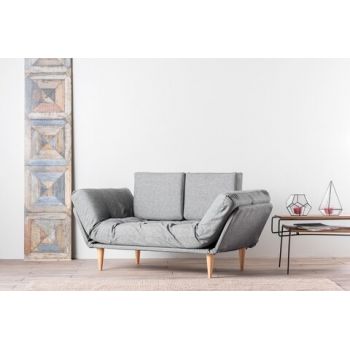 Canapea extensibila Nina Daybed, Futon, 3 locuri, 200x70 cm, metal, gri