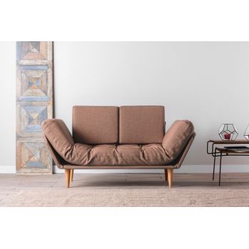 Canapea extensibila Nina Daybed, Futon, 3 locuri, 200x70 cm, metal, maro dechis ieftina