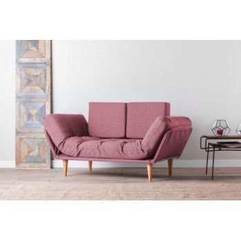 Canapea extensibila Nina Daybed, Futon, 3 locuri, 200x70 cm, metal, rosu grizzled