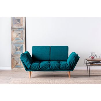 Canapea extensibila Nina Daybed, Futon, 3 locuri, 200x70 cm, metal, verde petrol ieftina