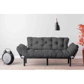 Canapea extensibila Nitta Triple, Futon, 3 locuri, 225x70 cm, metal, gri ieftina