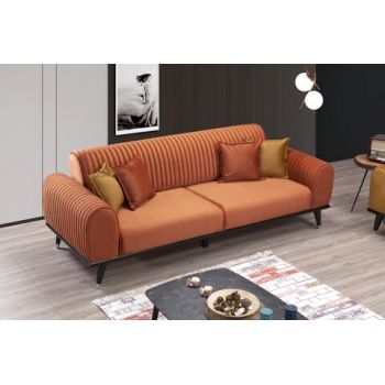 Canapea extensibila Picasso, Pandia Home, 240x95x75 cm, lemn, portocaliu