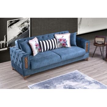 Canapea extensibila Rios, Pandia Home, 220x90x85 cm, lemn, albastru