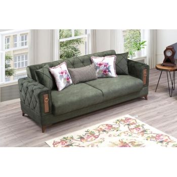 Canapea extensibila Rios, Pandia Home, 220x90x85 cm, lemn, kaki