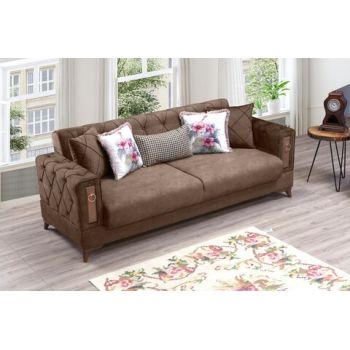 Canapea extensibila Rios, Pandia Home, 220x90x85 cm, lemn, maro