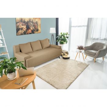 Canapea Extensibila Roma, 205x90x86 cm + lada de depozitare, cappuccino ieftina