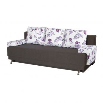 Canapea Extensibila Roma Dark Chocolate Magnolia 205x90x86 cm + lada de depozitare, maro/mov