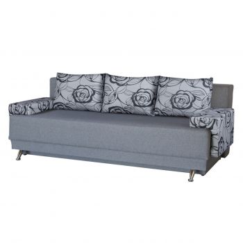 Canapea Extensibila Roma Grey Flower 205x90x86 cm, cu lada de depozitare ieftina