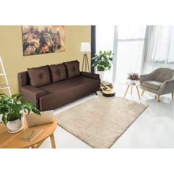 Canapea Extensibila Roma Lux Dark Chocolate 205x90x86 cm + lada de depozitare, maro ieftina