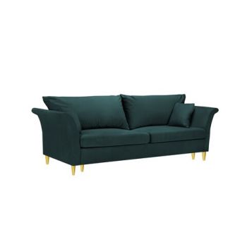 Canapea extensibila, Tulipe, Mazzini Sofas, 3 locuri, cu lada de depozitare, 245x95x98 cm, catifea, albastru petrol