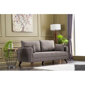 Canapea fixa Bella Sofa, Balcab Home, 2 locuri, 177x81x85 cm, lemn, maro