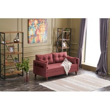 Canapea fixa Comfort, Balcab Home, 2 locuri, 175x80x80 cm, lemn, arosu