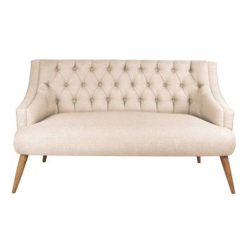 Canapea fixa Lamont, Zeon, 2 locuri, 140x74x80 cm, lemn, crem