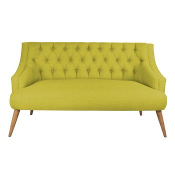 Canapea fixa Lamont, Zeon, 2 locuri, 140x74x80 cm, lemn, verde fistic