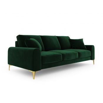 Canapea, Madara, Mazzini Sofas, 4 locuri, gold legs, 237x102x90 cm, catifea, verde bottle