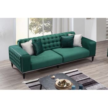 Canapea Nice, Pandia Home, 240x95x75 cm, lemn, verde inchis