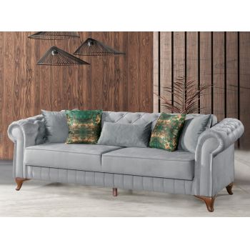 Canapea Pedesa-toledo08, Pandia Home, 235x90x85 cm, lemn, gri