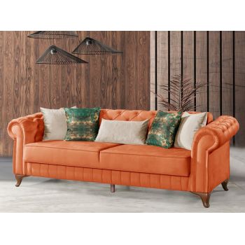Canapea Pedesa-toledo11, Pandia Home, 235x90x85 cm, lemn, portocaliu
