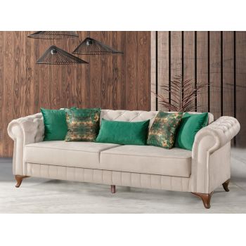 Canapea Pedesa-toledo13, Pandia Home, 235x90x85 cm, lemn, crem