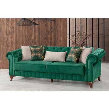 Canapea Pedesa-toledo35, Pandia Home, 235x90x85 cm, lemn, verde inchis