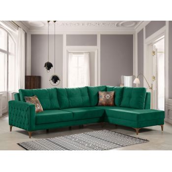 Coltar dreapta Cinar, Pandia Home, 195x87x75 cm, lemn, verde inchis