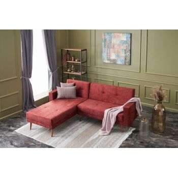 Coltar extensibil pe stanga Dublin, Balcab Home, 230x75x90 cm, lemn, rosu