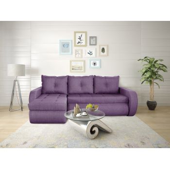 Coltar extensibil reversibil Siena Lux Purple 243x141x81 cm cu lada de depozitare