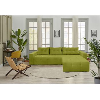 Coltar extensibil Venice, 287x169x96 cm, cu lada de depozitare, Verde ieftina