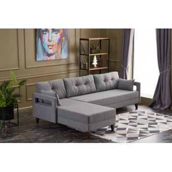 Coltar pe stanga Comfort, Balcab Home, 275x80x80 cm, lemn, gri