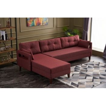 Coltar pe stanga Comfort, Balcab Home, 275x80x80 cm, lemn, rosu