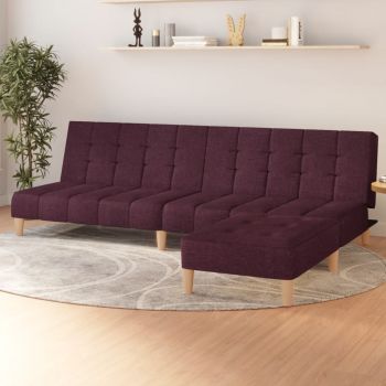 vidaXL Canapea extensibilă cu 2 locuri și taburet, violet, textil