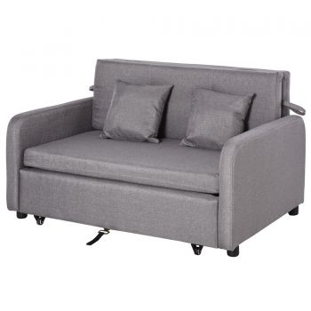 HOMCOM Canapea Extensibilă 2 în 1 cu Spațiu de Depozitare, 136x92x84 cm, Gri | Aosom Romania