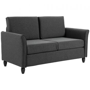 HOMCOM canapea 2 locuri tapitata compacta confortabila 141x70x78cm gri | Aosom Romania